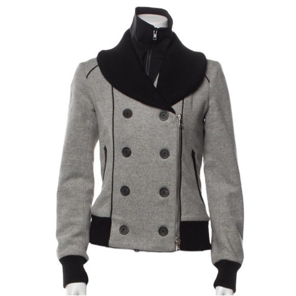 Veronica Beard coat felted wool cashmere bomber jacket gray black scuba Dickey - Picture 2 of 9